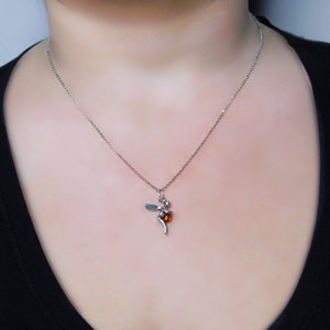 Silver fairy necklace, Fairy charm, Fairy pendant silver 925