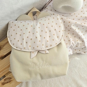 Sac à dos enfant velours côtelé avec petites oreilles - cadeau naissance