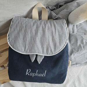 Sac à dos enfant velours côtelé - cadeau naissance - garçon- fille