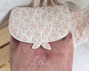 Sac à dos enfant velours côtelé - cadeau naissance - garçon- fille