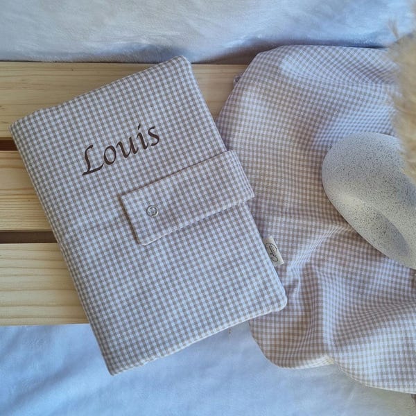 Personalized child and baby health record book cover, Vichy - birth gift for boys