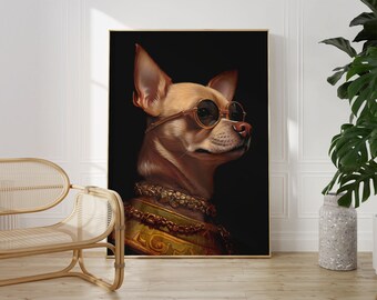 Adorable Chihuahua with Eyewear | Dog wall art, Funny Gift for Dog Lovers, Animal Poster, Dog With Sunglasses, Pet Portrait, Funky Poster