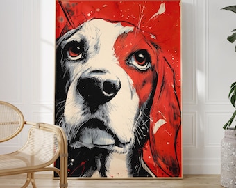 Beagle Poster | Colorful Grunge Dog Art Print, Dynamic Pet Illustration for Dog Lovers, Modern Wall Decor, Energetic Animal Artwork for Home