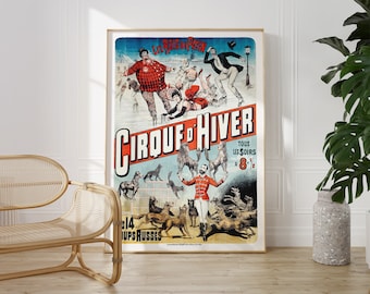 Cirque d'Hiver Poster | French Vintage Circus Print, Paris Circus Wall Art, Antique Circus Decor, Victorian Circus Gift