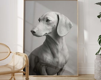 Dachshund Art Print | Minimalist Dog Wall Art, Wiener Dog Poster, Sausage Dog Gift, Doxie Decor, Neutral Modern Dog Print, Dachshund Gift