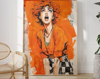 Chick Party Girl Poster | Grunge Style Illustration Art Print, Modern Wall Decor, Vibrant Nightlife Artwork, Bold Feminine Energy Gift