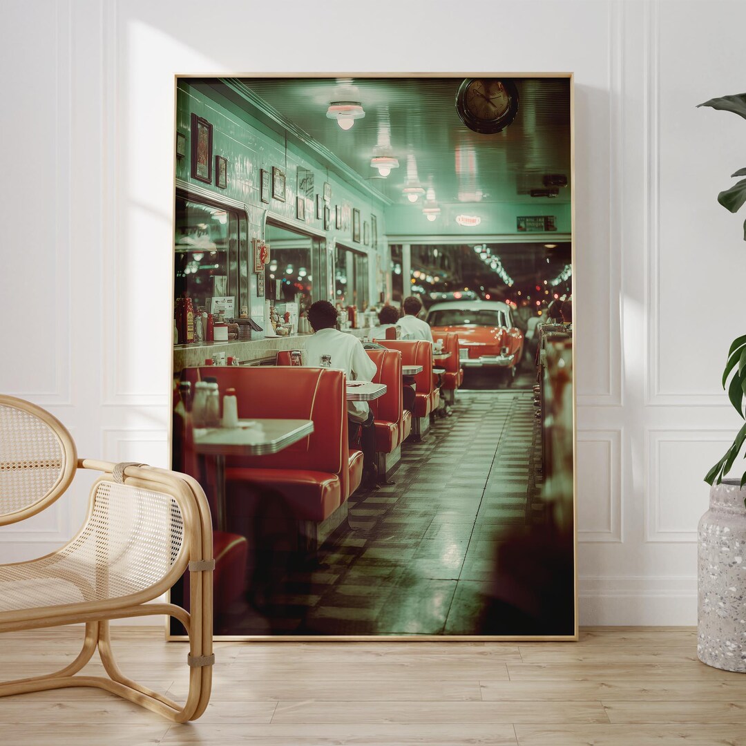Vintage Americana Diner Poster | 1950s American Diner Interior, Classic ...