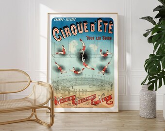 Circus Print Acrobats Poster | Colorful Carnival Wall Art