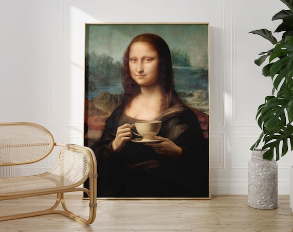 その他 Coffee Break Drawing of Mona Lisa Coffee Art, Mona Latte, Painted Using Only Coffee, Drinking