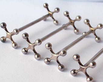 4 knife rests, cutlery holders, ball head, Christofle, silver plated