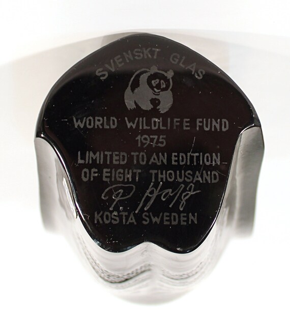 Kosta Boda Glass Falcon Bird WWF 1975 Paul Hoff Limited Edition
