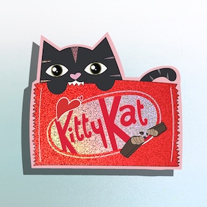 Sticker chat mignon | autocollant Kitty Kat | autocollant chat noir | autocollant chocolat | Sticker chat noir | Sticker chocolat Kit Kat | Sticker bonbon