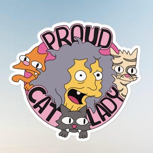Proud Cat Lady Sticker, Simpsons Inspired, Funny Decal