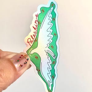 Palestine Map Holographic Sticker, peace sticker image 8