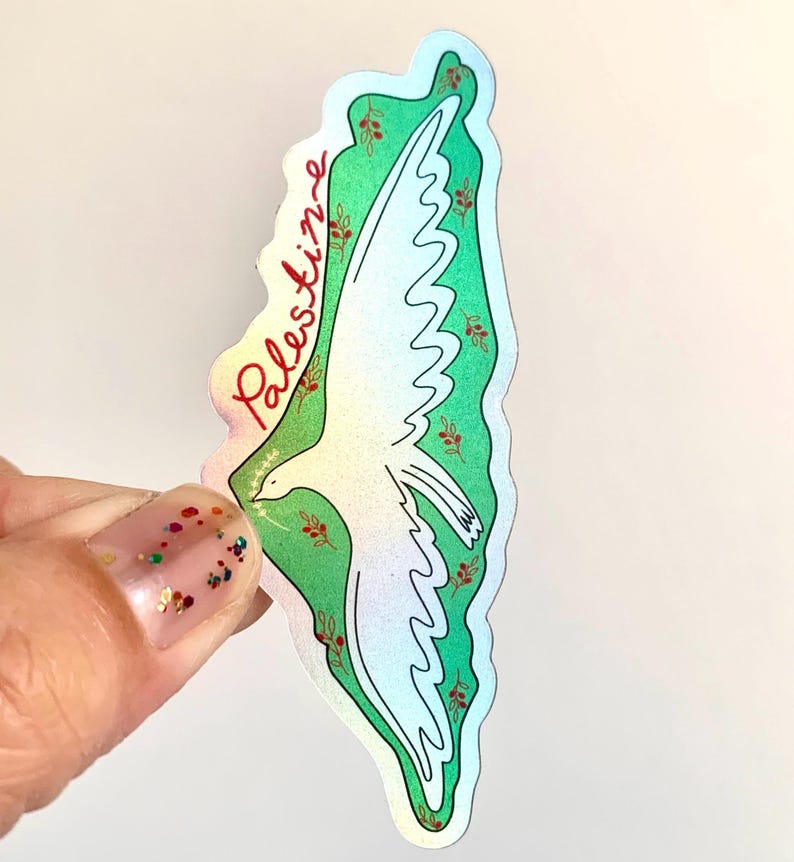 Palestine Map Holographic Sticker, peace sticker image 8