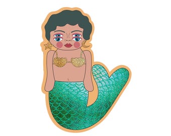 Sticker sirène, sticker imperméable océan