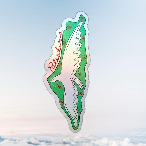 Palestine Map Holographic Sticker, peace sticker