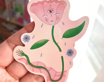 Tulip sticker, flower water bottle sticker