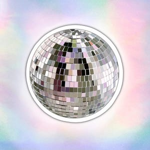 Disco ball sticker, Matte Finish vinyl mirror ball bachelorette sticker Disco ball art party sticker new years discoball sticker