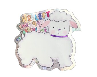 He Left the 99 Bible Journaling Sticker, Glitter Sheep Decal (Waterproof)