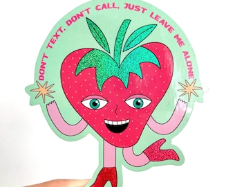 Adesivo engraçado de morango, deixe-me em paz, decalque para laptop