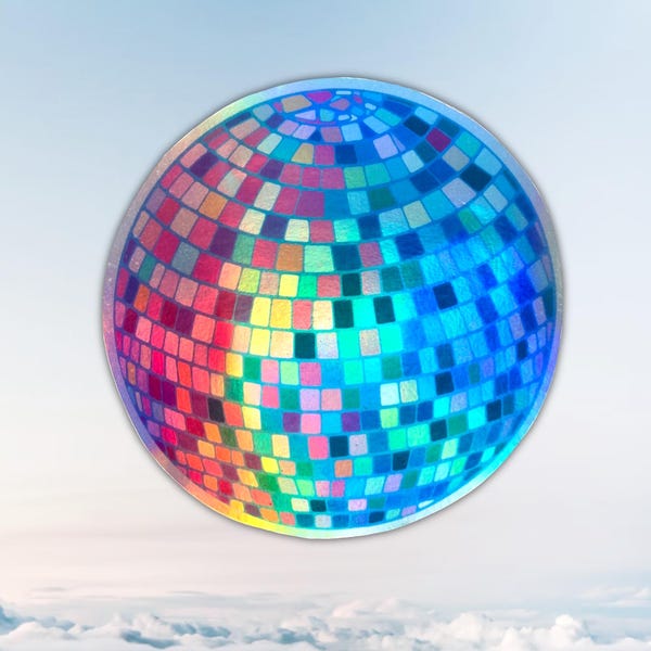 Holographic Disco Ball Sticker | Party Decor, Laptop Decal