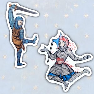 Funny medieval knights sticker set