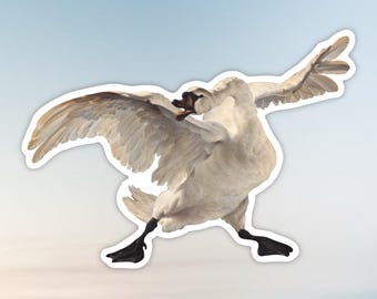 白鳥のステッカー、水筒用のアートヒストリーステッカー