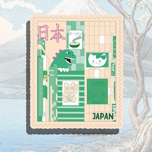 Pegatina de Godzilla, recuerdo de Tokio, pegatina de Godzilla kawaii para viajar a Japón, colección de pegatinas de viaje