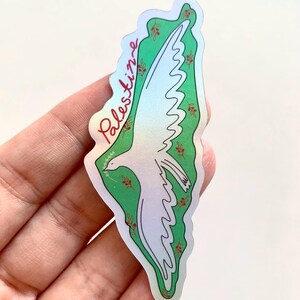 Palestine Map Holographic Sticker, peace sticker image 4