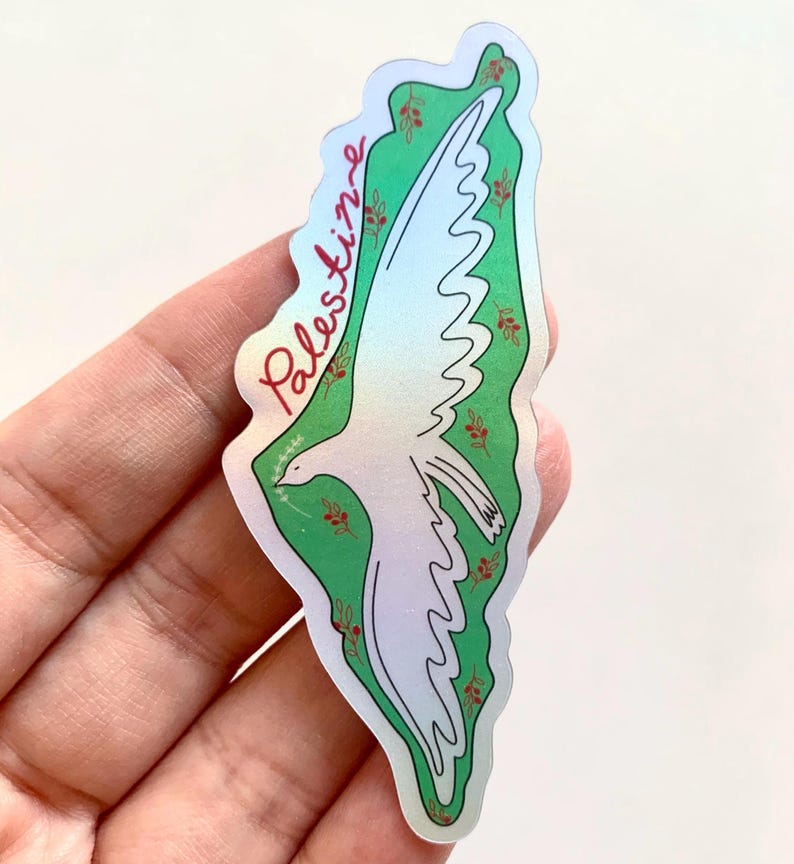 Palestine Map Holographic Sticker, peace sticker image 4
