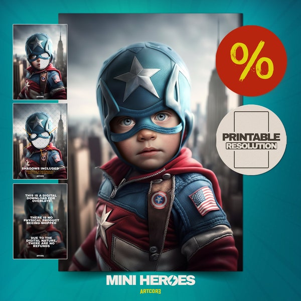 Captain America | Digital Overlay, Photoshop Overlay, Mini Superhero Backdrop Overlay, Super Hero Overlay