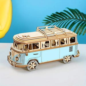 DIY キャンピングカー木製パズル、木製カーモデル子供用組み立て 3D パズルおもちゃ、子供に適したシミュレーションカーシリーズ