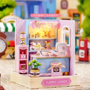 DIY Miniature Sakura Noodle Shop Kit, Candy Shop Book Nook Kit, Studio Book Nook Kit, Book Nook, Miniature House, Wooden Model Kit