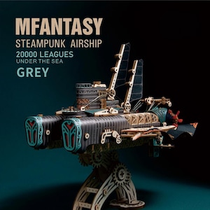 Steampunk Airship 3D Wooden Puzzle, DIY Model Kit, Fantasy Puzzle, Model Building Kit, DIY Craft for Adults