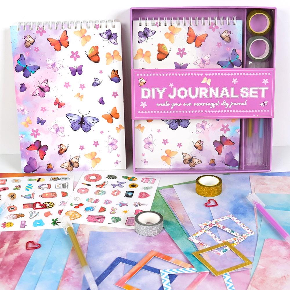Journal Kit For Girls, DIY Journal Set For Girls Ages 8-12, Scrapbook