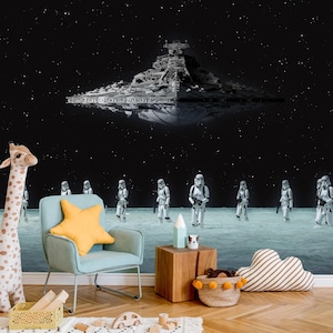 Carta da parati Star Wars / Stacca e attacca / Adesivo da parete Darth Vader / Murale da parete Star Wars / Carta da parati per bambini / Carta da parati per cameretta / Decorazione per cameretta per bambini