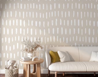 Boho Lines Wallpaper | Home Decor | Pastel Beige Wallpaper | Peel and Stick | Art Deco Wallpaper | Geometric Wallpaper | Retro Wallpaper
