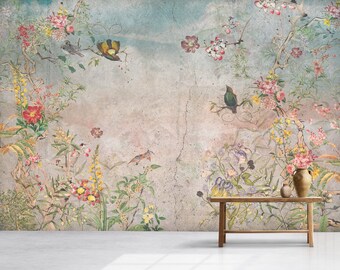 Tropical wallpaper | Tropic Trees and Leaves | Peel and Stick | Removable | Wall Decore | Boho Wall Mural | 3d Wallpaper, Art deco wallpaper