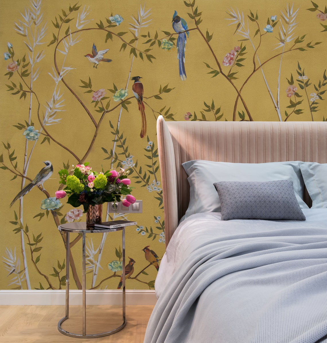 Chinoiserie Wallpaper Birds on Branches Peel and Stick Wall Decore Art ...