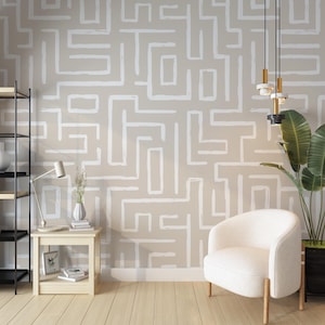 Boho Wallpaper | Peel and Stick | Removable | Art Deco Wallpaper | Geometric Wallpaper | Room Decor | Retro Wallpaper