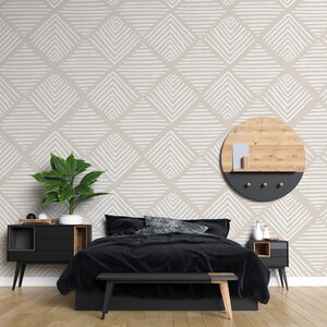 Boho Triangles Wallpaper | Peel and Stick | Geometric Wallpaper | Pastel Colors | Contemporary Wallpaper | Art Deco Wallpaper