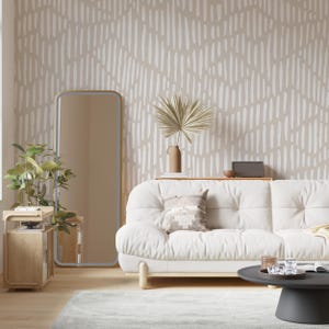 Carta da parati geometrica Boho / Decorazione della stanza / Carta da parati beige / Stacca e attacca / Carta da parati color pastello / Art Deco / Decorazione di forme geometriche