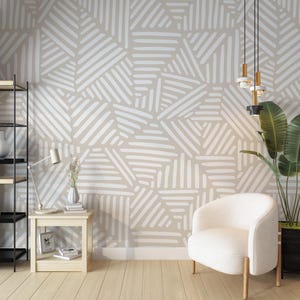 Boho Triangles  Wallpaper | Beige Wallpaper | Peel and Stick | Removable Wallpaper | Art Deco Wallpaper | Geometric Wallpaper