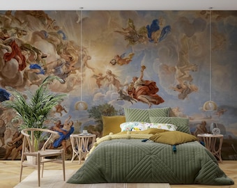 Renaissance Art Wallpaper | Renaissance Mural | Ceiling Wallpaper | Baroque Wall Decor| Art Deco Wallpaper | Peel and Stick | Wall Mural