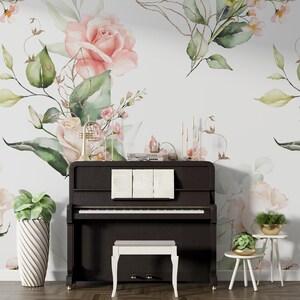 Floral Wallpaper | Peel and Stick | Removable | Flowers Wallpaper | Room Decor | Peony Wallpaper | Spring Floral Decor | Wall Decor