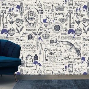 Esoteric Wallpaper | Peel and Stick Esoteric and Occult Symbols |  Wall Decore Art Deco Wallpaper