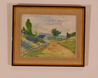 Original Mid Century Swedish Oil on Panel – “path” by Lars Falk