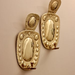 Baroque Style Large Mid-Century Brass Swedish Sconces