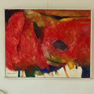 Mid-Century Original Swedish Oil on Canvas &quot;Abstract&quot; – Gunnar Borgenhåg – Vintage & Framed, 50 x 62 cm / 19.7 x 24.4 in